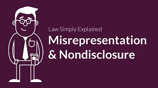 Misrepresentation and Nondisclosure  Contracts  Defenses amp Excuses [upl. by Gae915]