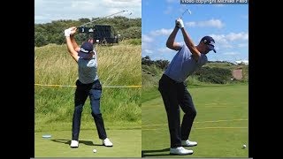 Justin Thomas golf swing  Long Iron faceon amp downtheline July 2017 [upl. by Oilasor]