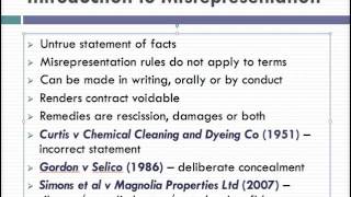 Misrepresentation Lecture 1 of 4 [upl. by Laughton405]